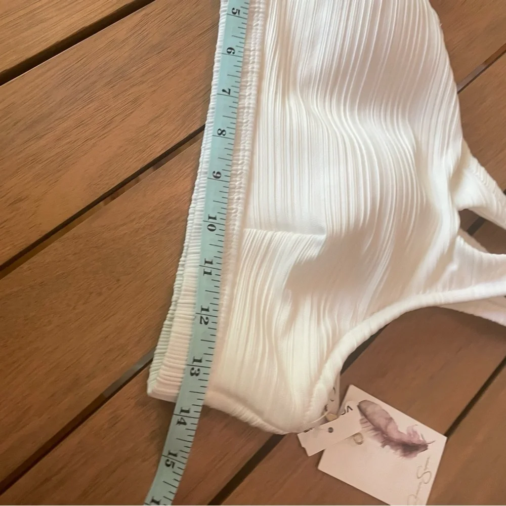 Jessica Simpson Ribbed One‎ Shoulder Swim Top Size XL NWT white
